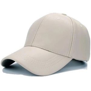 Olive & Pique Faux Leather Cap in Dirty White